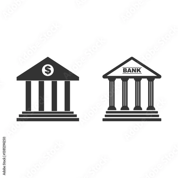 Obraz Minimalist bank building icon vector