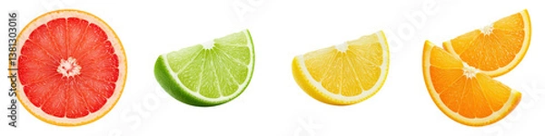 Fototapeta Vibrant citrus slices grapefruit, lime, lemon and orange.