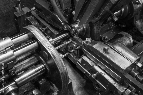 Obraz detail of a historic cam-operated automatic lathe