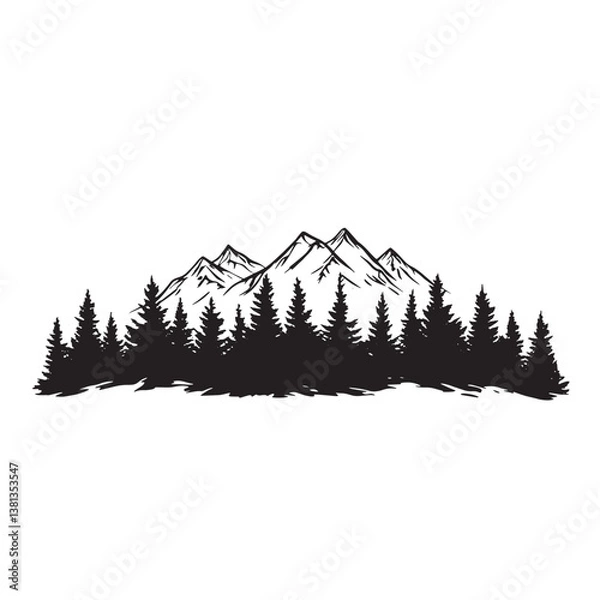 Fototapeta Winter Mountain Landscape with Snowy Trees and a Lake