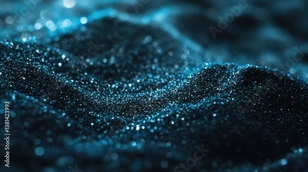 Fototapeta Abstract textures of glittering waves dark environment close-up
