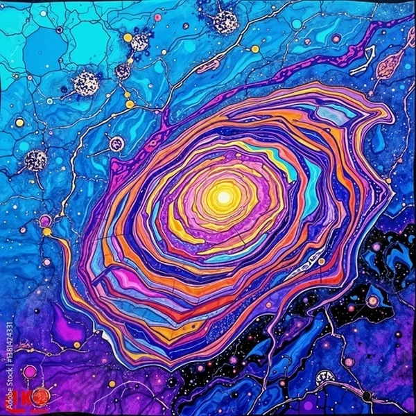 Fototapeta Dynamic Cosmic Abstract Art with Vibrant Spiral Pattern