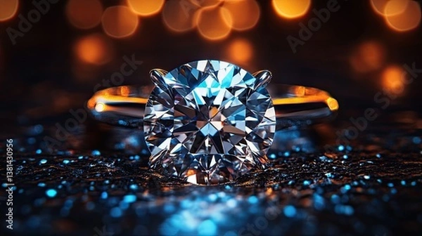 Fototapeta A macro view of a diamond ring, showcasing its stunning clarity 