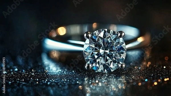 Fototapeta A macro view of a diamond ring, showcasing its stunning clarity