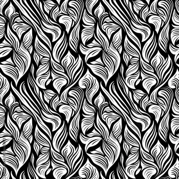 Fototapeta a black and white pattern with wavy lines
