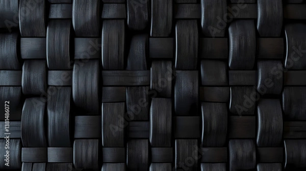 Fototapeta Black woven texture. Woven Shadows. Illustration