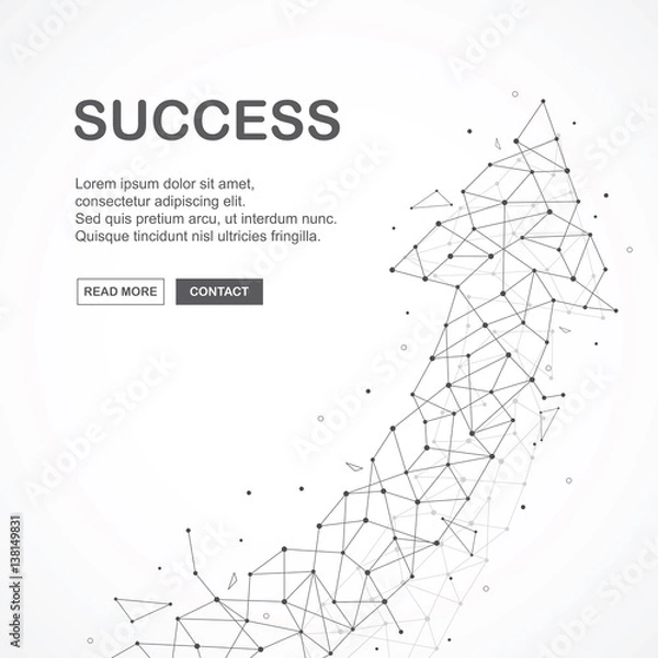 Fototapeta Wireframe mesh broken polygonal element. grossing arrow shape with connected lines and dots. Connection Structure. Digital Data Visualization.