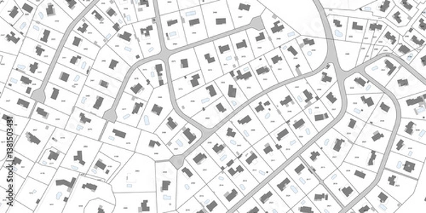 Obraz Urbanisme et territoire - plan cadastral avec limites de parcelles d'un projet  d'urbanisation