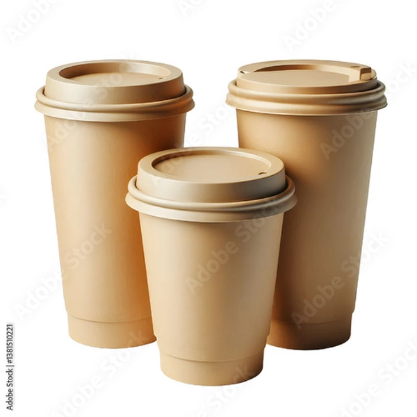 Obraz Blank take away kraft coffee cup isolated on white background