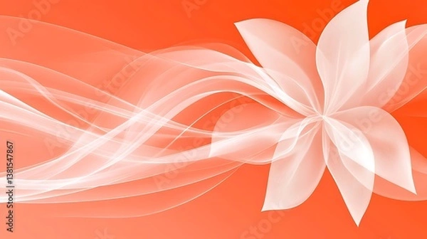Fototapeta Abstract flower design with swirling lines against an orange background