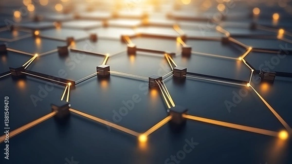 Fototapeta A modern depiction of a complex connected network structure design