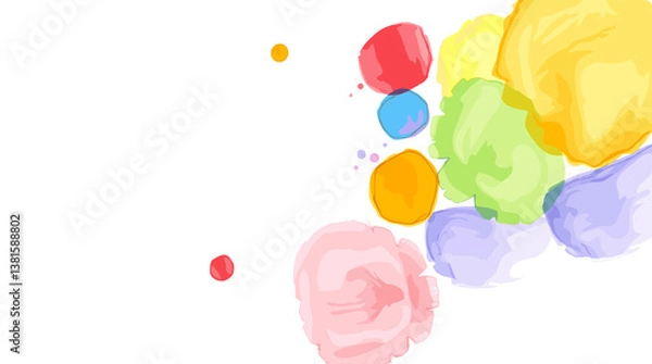 Fototapeta Colorful Sketchnote Style Background with Abstract Watercolor Blooms  
