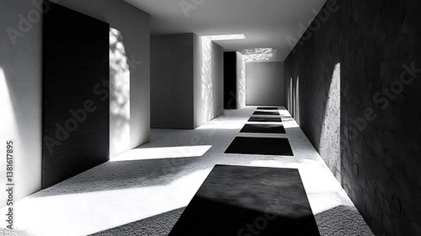 Fototapeta Interior architectural design with light and shadow in a modern space
