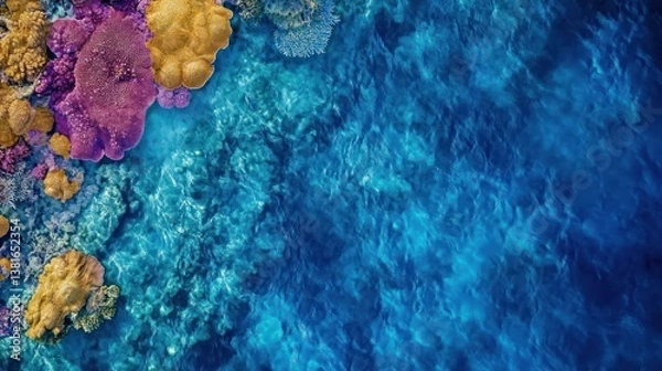 Obraz Vibrant Coral Reef Ecosystem: An Aerial View of Marine Biodiversity and Underwater Beauty