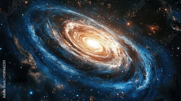 Obraz Cosmic Symphony: A spiral galaxy unveils celestial harmony in deep space vastness