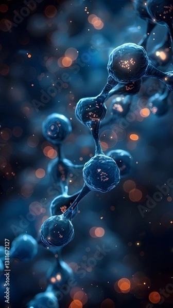 Fototapeta Examining Molecule Structure Visualized with Bokeh Lights for Science Display