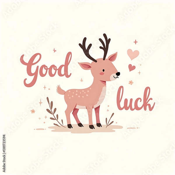 Obraz good luck pink deer icon