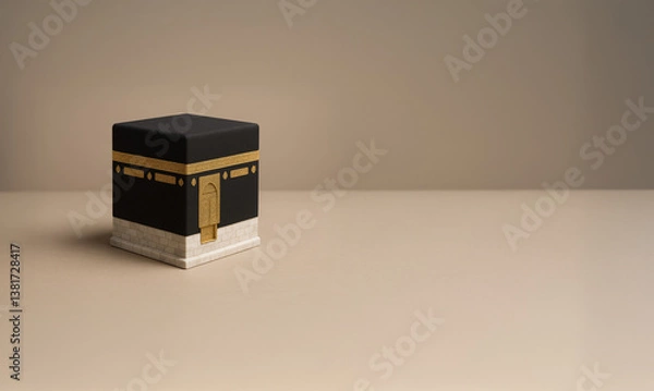Obraz kaaba 3d view, islamic architecture, cream background isolated and text area