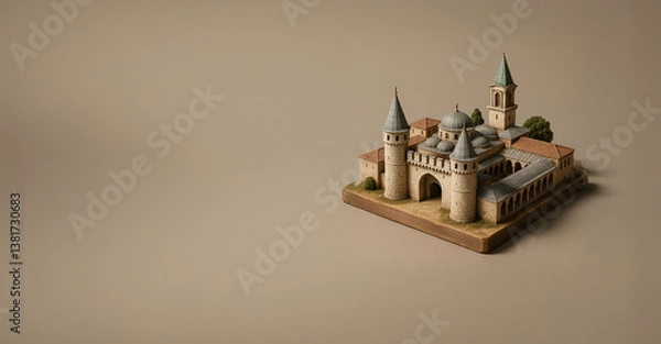 Obraz topkapi palace islamic architecture, cream background isolated and text area