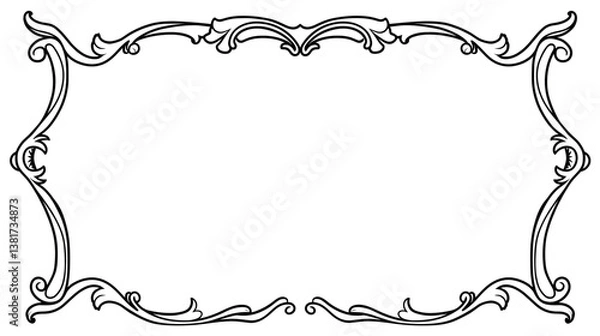 Fototapeta Elegant black decorative frame with intricate swirl patterns