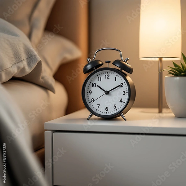 Obraz alarm clock next to bed
