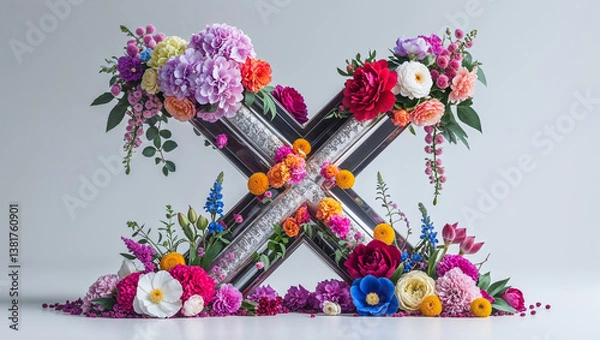 Obraz beautiful letter X flowers on a white background

