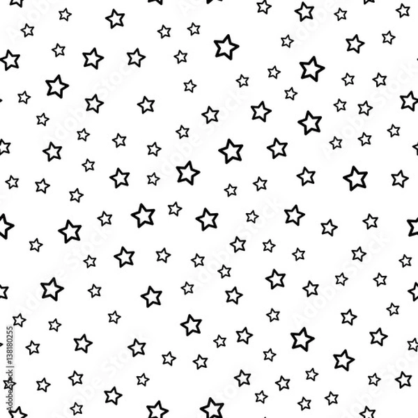 Fototapeta abstract seamless stars pattern. Grunge urban background in black and white colors for girls, boys, childish, fashion and sport clothes. Silhouette repeated backdrop.