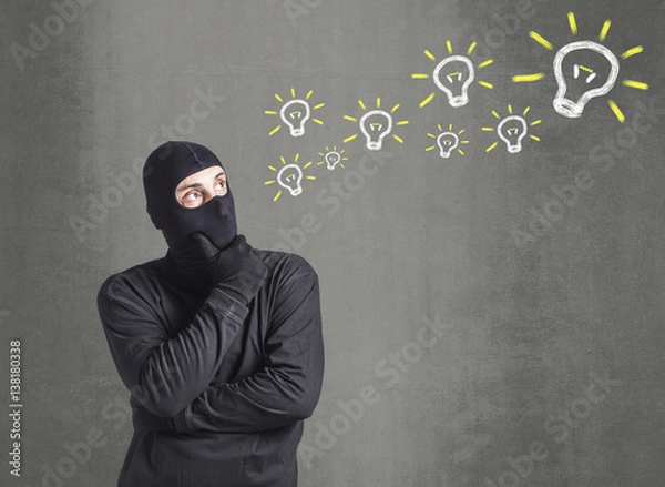 Obraz Thief thinking hard for new ideas