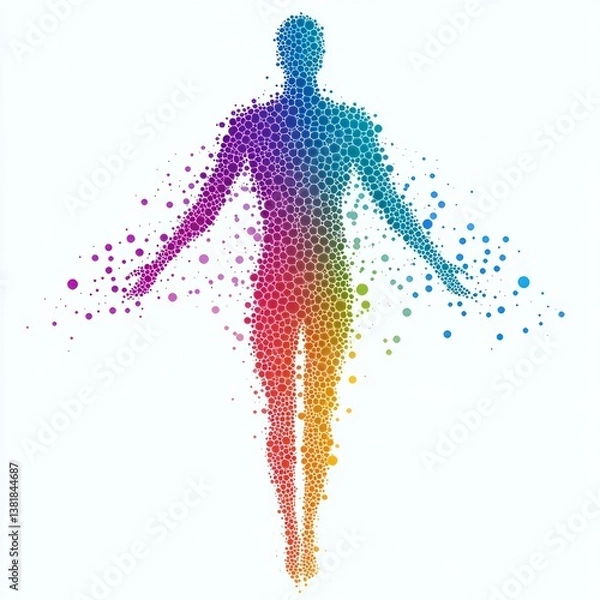 Obraz Colorful Gradient Dots Human Figure with DNA Structure Abstract Art
