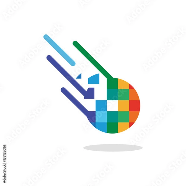Fototapeta Logo of a color comet falling