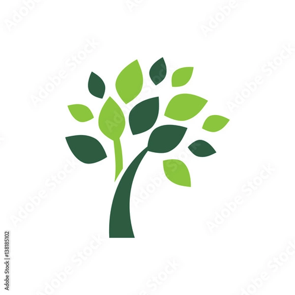 Fototapeta Minimalist green tree logo symbol