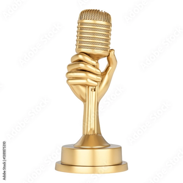 Obraz Golden Handheld Microphone Trophy on Stand