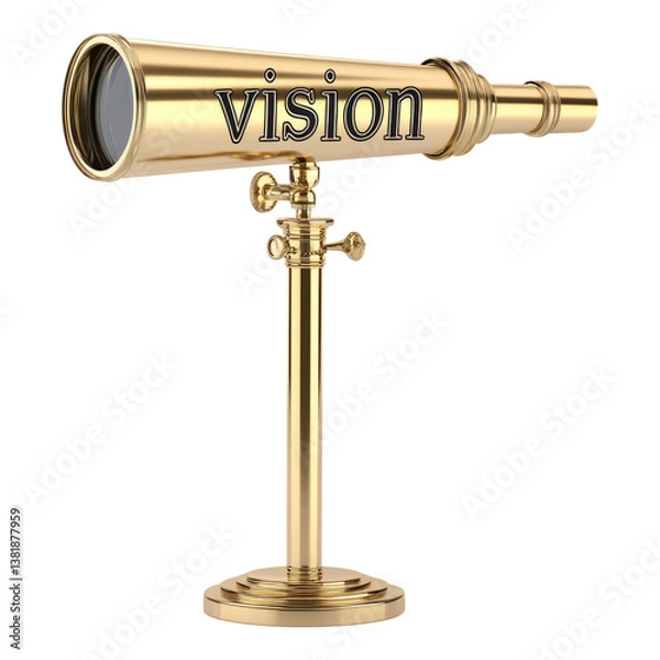 Fototapeta Golden Telescope with Vision Text on the Lens