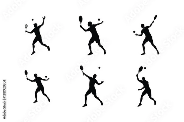 Obraz Dynamic Tennis Players in Action Silhouettes