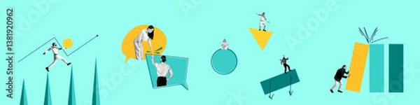 Obraz Abstract Creative Design. Collage Art. Blue Background.