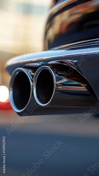 Fototapeta Chrome Reflections, Close-up of a High-Performance Car's Exhaust System