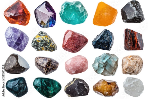 Fototapeta Assorted Gemstone Collection on transparent background