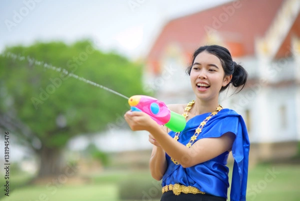 Obraz asian woman with Songkran festival
