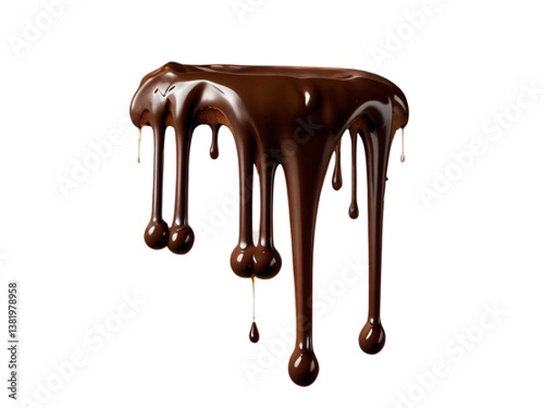 Obraz melt chocolate dripping line from the top, isolated on transparent background, copyspace