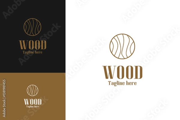 Fototapeta Wood texture logo design template vector symbol illustration
