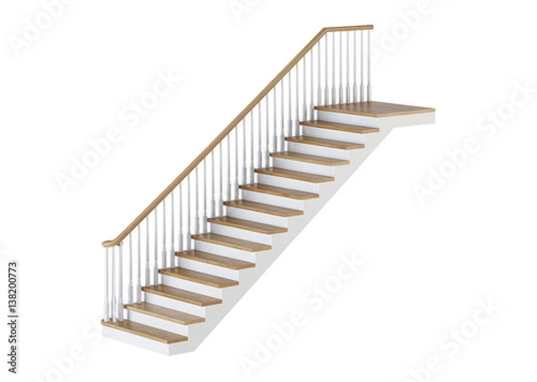 Fototapeta Stairs on white background. 3D rendering.