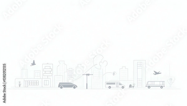 Fototapeta Explore our minimalist wallpaper design showcasing cashless transport icons and abstract lines, perfect for modern fintech and urban mobility themes.