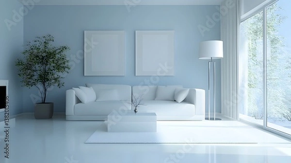Fototapeta Stylish Modern Living Room with Minimalist Furniture and Neutral Tones Interiors Concept.