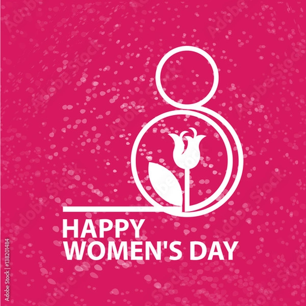 Fototapeta figure 8 and the text-HAPPY WOMEN'S DAY, on a scarlet background