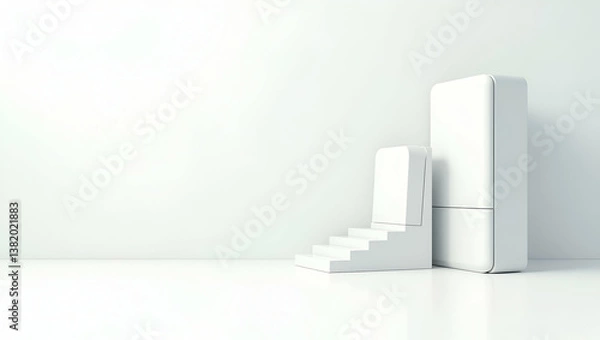 Fototapeta 3D Minimalist Wallpaper: Abstract Microgrid Tech Design for Off-Grid Solar Solutions & Eco-Conscious Energy Storage in a Smart Ecosystem