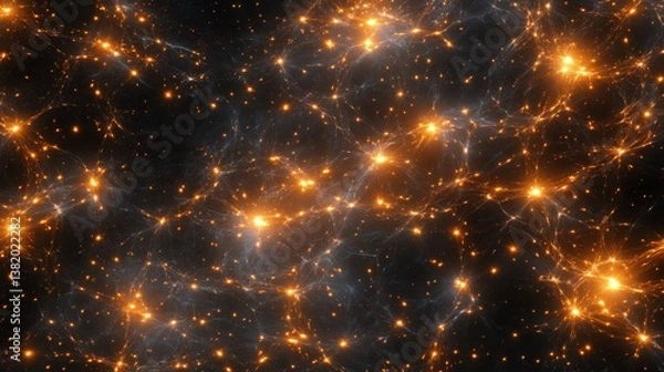 Fototapeta Cosmic Tapestry: A stunning view of the universe, showcasing a dense starfield with nebulous formations in space. This image presents a look into a complex, captivating cosmos