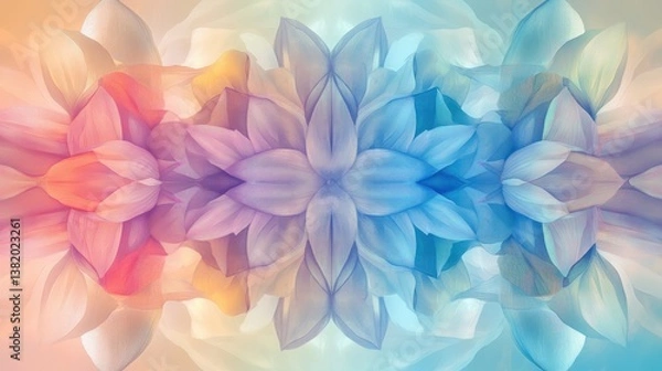 Obraz Floral Symphony: A mesmerizing display of symmetrical floral patterns, blending vibrant hues of red, orange, yellow, and blue.