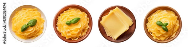 Fototapeta Thin cheese slices arranged in a spiral pattern isolated on transparent background