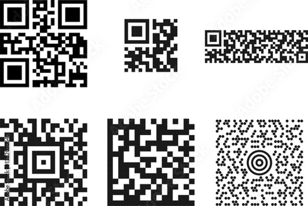Fototapeta いろいろな種類の、二次元コードのイラストセット