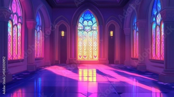 Fototapeta Neon Gothic Hall